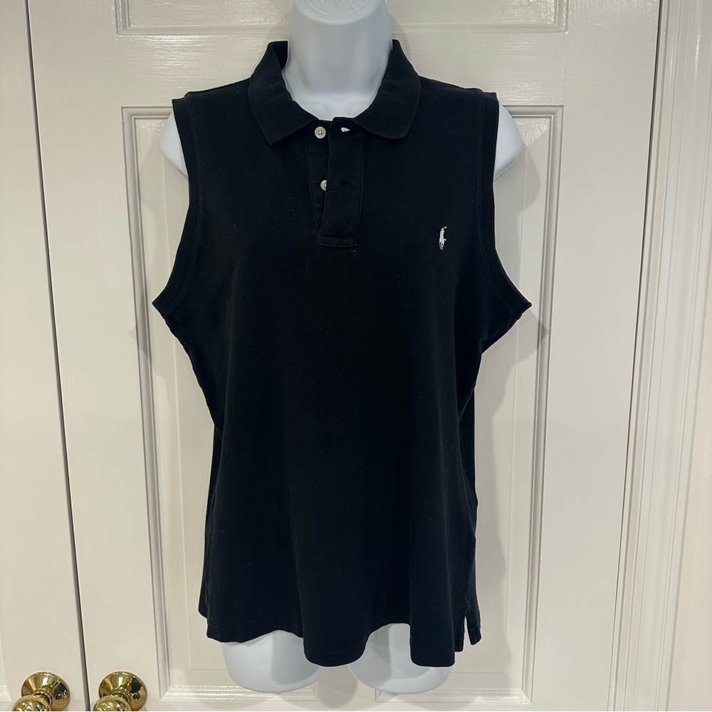 Ralph Lauren Golf women’s black sleeveless cotton polo shirt size large